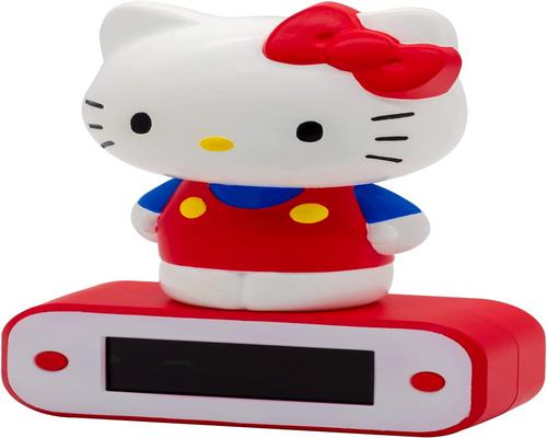 valoisa Hello Kitty -hahmo, jossa on kello ja ohjelmoitava herätyskello