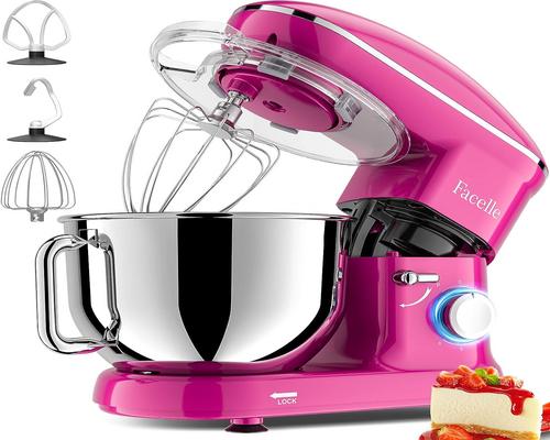 a Food Processor 1500W Facelle Small Appliance 6.2L, With Dough Hook, Beater, Wire Whisk, Splash Guard, For Baking, Cakes