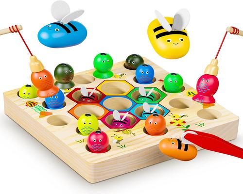 un Jeu De Pêche En Bois 2-En-1 Cooljoya