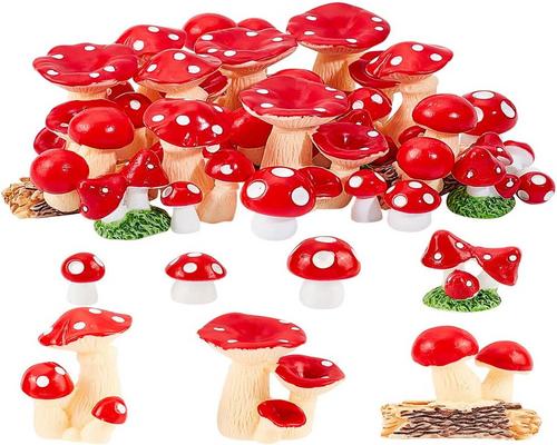une Figurine Ahandmaker 124 Pcs Mini Champignons Miniatures