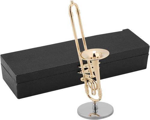 une Flûte Modèle D´Instrument De Musique Miniature Ornements Musicaux Trombone De Nouveauté Avec Fermoir En Métal Taille 6.3 X 1.6 X 1.6 In.