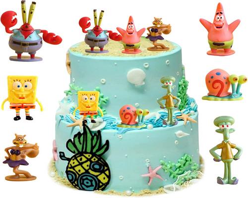 un Ensemble De 6 Mini Figurines Spongebob Pour Décorer Gâteaux Et Aquariums