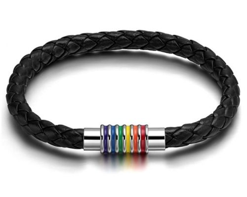 Un Bracelet Cuir Arc en Ciel