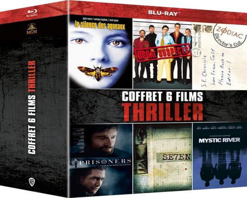 a Film Set 6 Thriller-Filme: Sieben + übliche Verdächtige + Schweigen der Lämmer + Mystic River + Gefangene + Tierkreis [Blu-Ray]