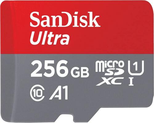 um cartão de memória SanDisk Ultra Sdhc 256 GB + adaptador SD
