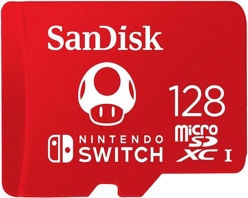 una tarjeta Sandisk Sdxc Uhs-I para Nintendo Switch de 128 GB