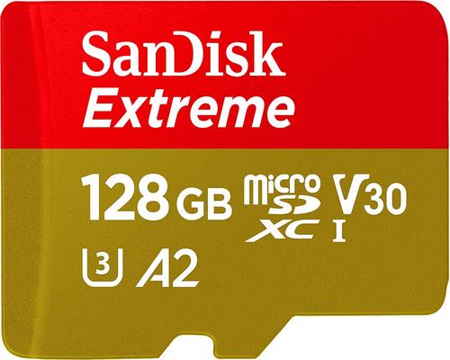 een Sandisk Extreme 128 GB Sdxc-kaart + Sd-adapter met A2-toepassingsprestaties tot 160 MB / s