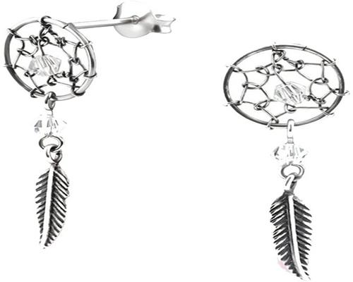 A Pair Of Earrings In Silver 925/000 And Transparent Swarovski Crystal