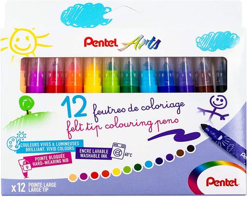 un bolígrafo para colorear para niños Pentel Scs3E con tinta ultralavable y punta grande