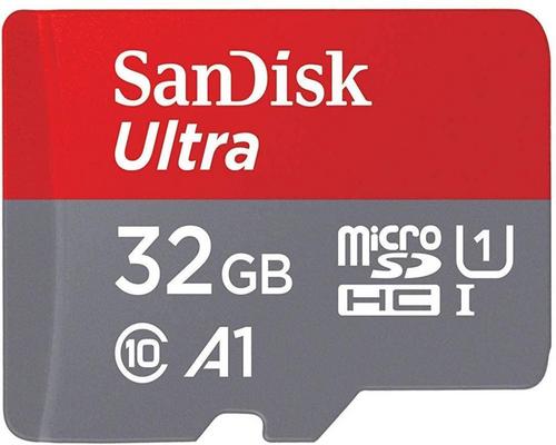 una scheda Sandisk Sdhc Ultra da 32 GB + adattatore Sd