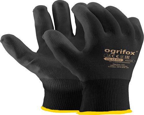 a Pack Of 12 Pairs Of Nylon Glove With Black Pu Coating Size Xl