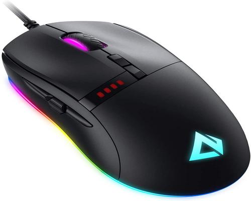 a Set Of Accessory Aukey Knight Gaming Mouse, Rgb Wired Gaming Mouse With 10000 Dpi, 8 Programmable Buttons, Rgb Lighting Effects, Macros, Fire Button Gaming Mice For Pc