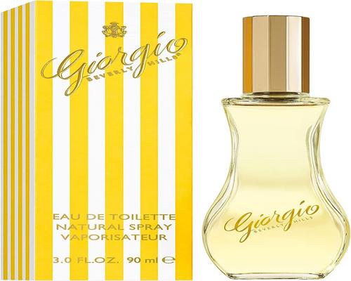 en Giorgio Beverly Hills parfume, feminin og pulveriseret, symbol på californisk luksus