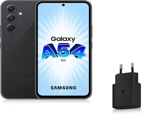 un teléfono inteligente Samsung Galaxy A54 5G en negro