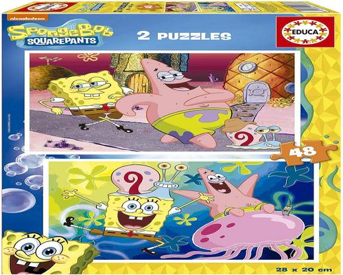 un Lot De 2 Puzzles Bob L'Éponge