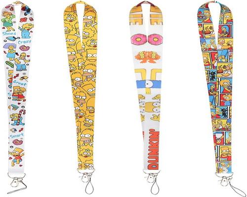 ein Simpson-Ausweishalter-Lanyard-Umhängeband-Set mit 4 Umhängebändern mit Karabiner für