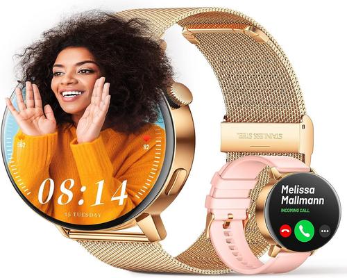 Fmk 女士手表 1.32 英寸智能手表，带通话蓝牙 5.0