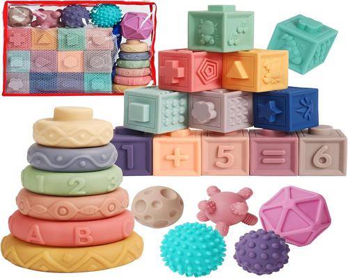 um conjunto de 23 cubos de atividades Montessori