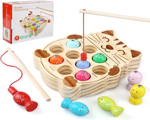 a Wooden Magnetic Fishing Game