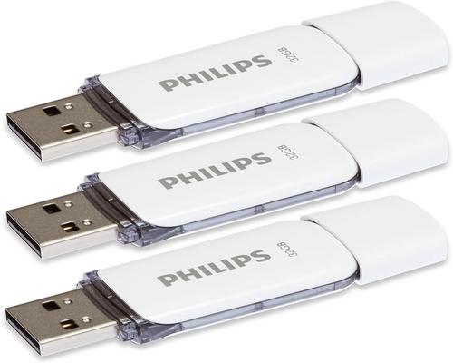 una confezione tripla di chiavi USB Philips
