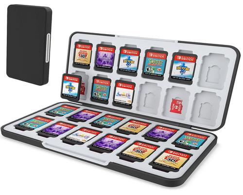 a Set Of Accessory Heiying Game Card Case For Nintendo Switch& Switch Oled Game Card Or Micro Sd Memory Cards,Portable Switch Game Memory Card Storage With 24 Game Card 