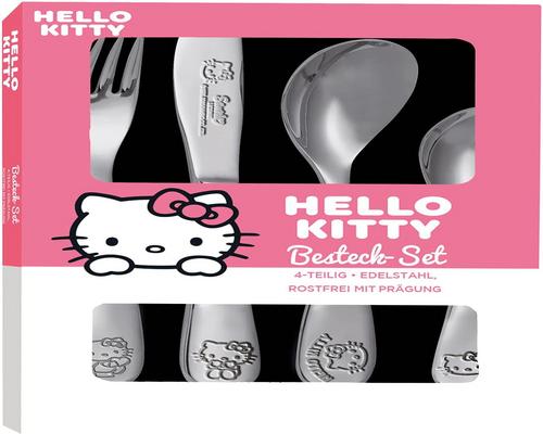 A Robot Pos 33126 Hello Kitty Set of 4 Stainless Steel with Knife