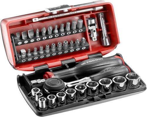 a Facom Compact Complete Tightening and Screwing Set Nano 38 6 Point 1/4 &quot;Metric With 360 Rotating Handle Fast Action R.360Nanopb
