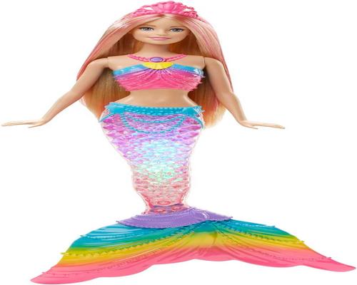 et Barbie Dreamtopia Havfruespil Regnbueblonde farver og lys til at dykke ned i vand