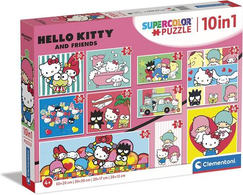 um Clementoni Supercolor Hello Kitty 10 em 1 quebra-cabeça