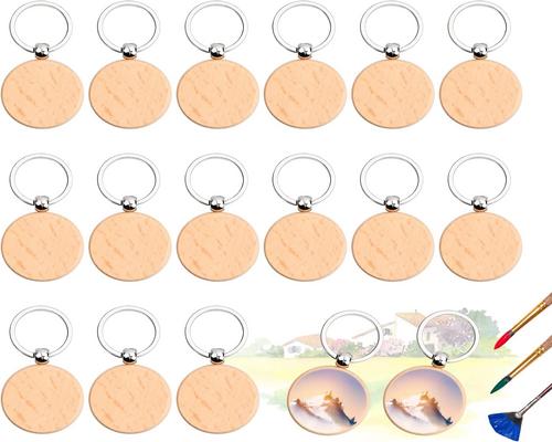 a Set of 15 Wooden Keychains to Personalize