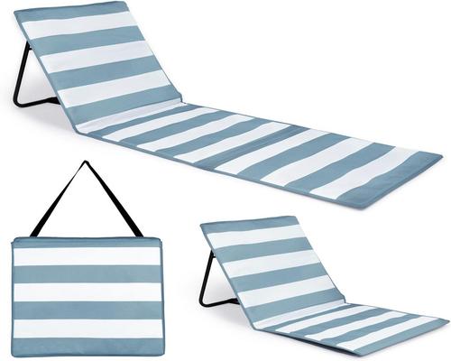 un Tapis Chaise Longue Avec Poche - Idéal Plage, Jardin, Pique-Nique