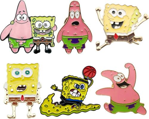 A Set of 6 Sponge Bob Pins