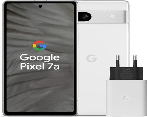 un Google Pixel 7A con cargador