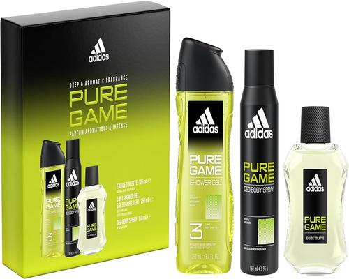 <notranslate>un Coffret Adidas Pure Game Avec Eau De Toilette, Gel Douche 3-En-1 Et Déodorant</notranslate>
