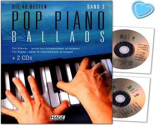 <notranslate>een Cd Pop Piano Ballads Band 3-40 Beste Ballads Licht Tot Middelzwaar Gearrangeerd Voor Piano - Songbook Met 2 Cd'S En Met Kleurrijke Hartvormige Muziekclip - Muziek-Ui</notranslate>