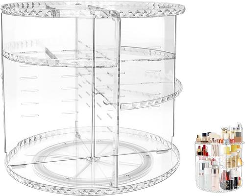 a rotating makeup organizer