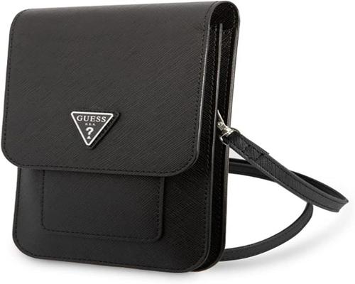 un Sac De Téléphone Guess Saffiano Noir