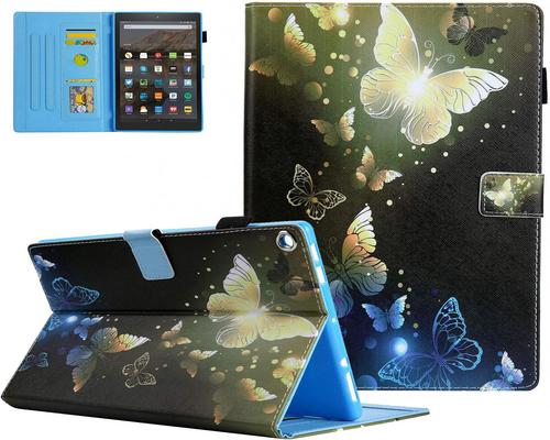 a Set Of Accessory Case For All-New Fire Hd 8 (8Th/7Th/6Th Generation, 2018/2017/2016), Ugocase Cute Cartoon Wallet Stand Case [Multi-Angle Viewing] Smart Auto Sleep Wak