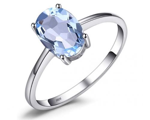 En blå oval ring