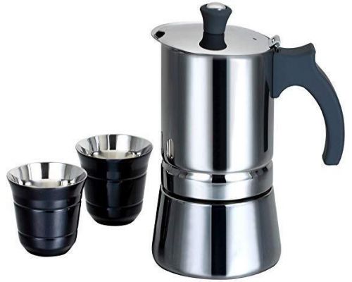 Eine italienische Induktionskaffeemaschine aus Edelstahl