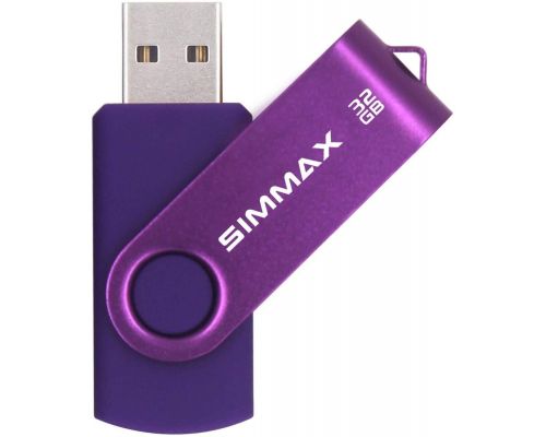 Una unidad flash USB giratoria púrpura de 32 GB