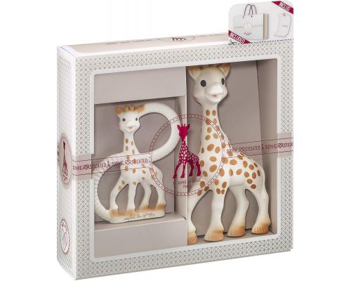En Sophie la girafe fødselsgaveæske