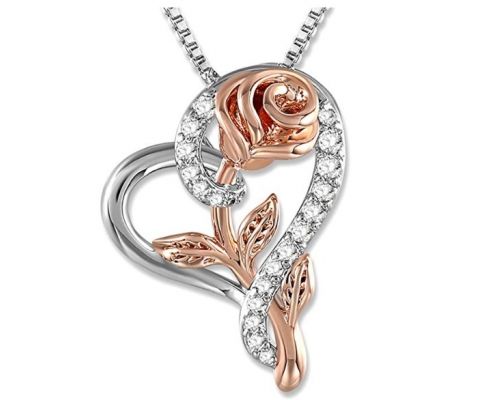 Ожерелье в форме сердца и розы