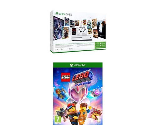 Een Xbox One S 1TB Pack + The LEGO 2 Great Adventure-game Deze set bevat 2 items
