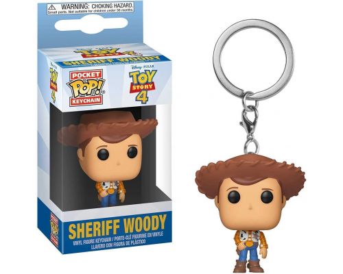 En Funko Pop Toy Story 4 nøglering - Sheriff Woody ++