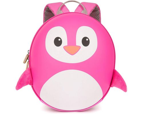 En lyserød pingvin rygsæk