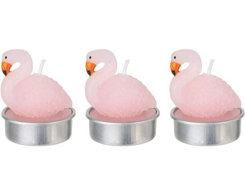Un Set de 3 Bougies Flamant Rose