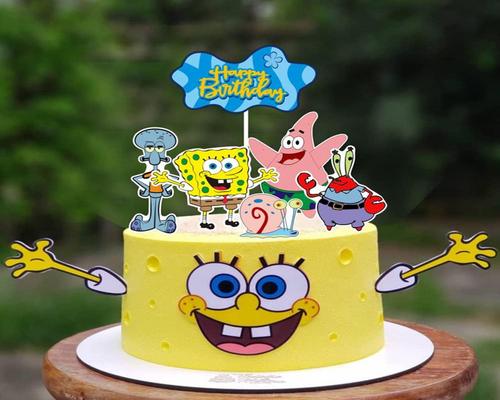 a set of 9 SpongeBob SquarePants cupcake toppers and flags