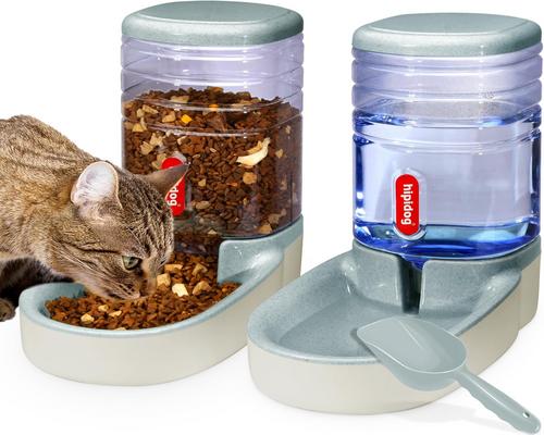 an automatic food and water dispenser set for small and medium-sized animals