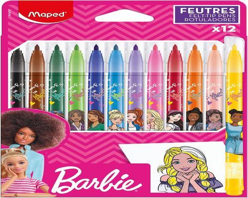 A Box of 12 Barbie Maped Coloring Pens